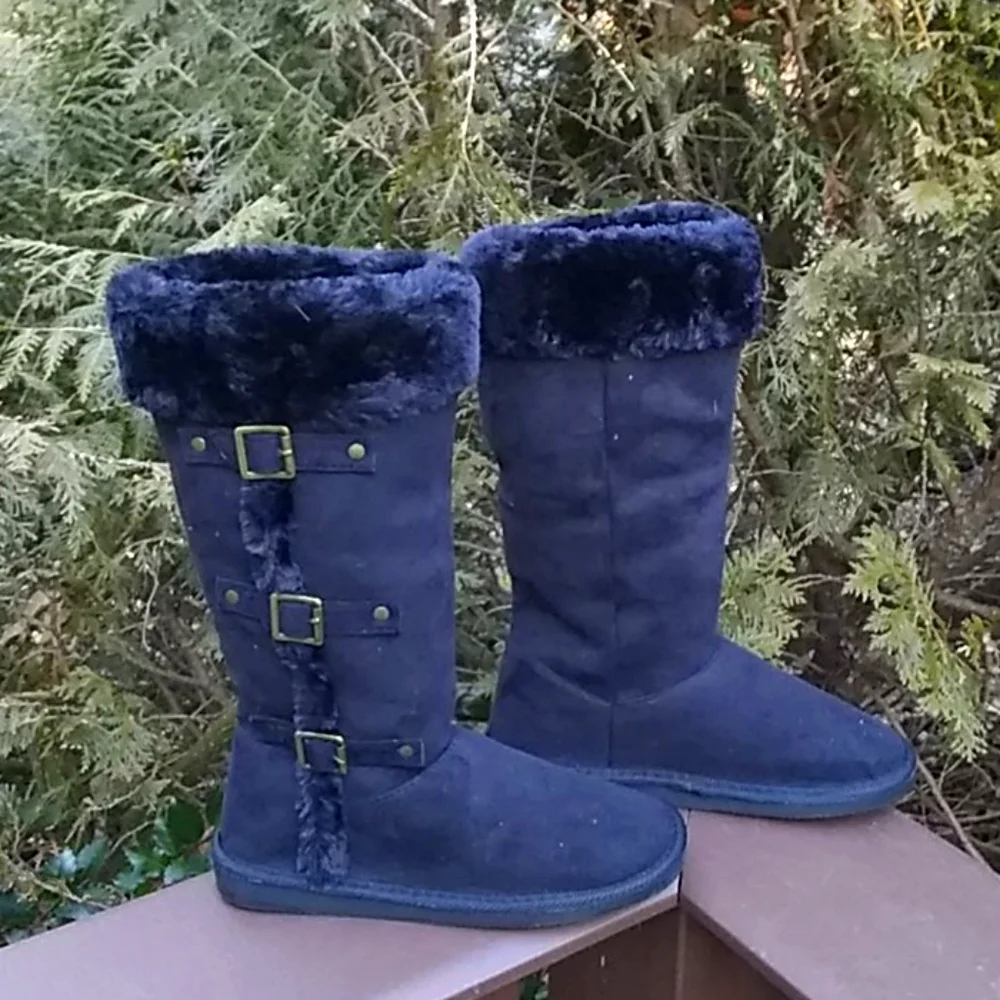 Faux Suede Pull-on Winter Boots